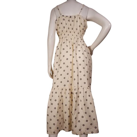 LOFT Linen Blend Polka Dot Midi Dress | Beige | Size 4 | NWT - Picture 3 of 6
